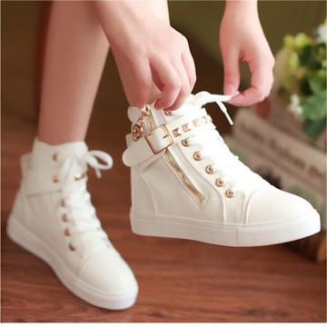 ZUCA”S - 鉚釘骷髏頭帆布鞋側拉鍊高筒鞋靴 【CC-1223】