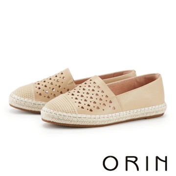 ORIN 撞色百搭愛心洞洞厚底休閒鞋 棕色