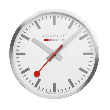 MONDAINE 瑞士國鐵25cm 經典掛鐘 / 靜音鐘 / 銀色 / CLOCK18SBV