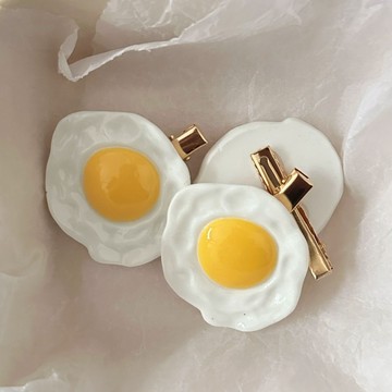 🍳台灣現貨 荷包蛋側邊夾 碎髮夾 劉海夾 髮夾 大嘴夾 鴨嘴夾 兒童頭飾 發卡 一字夾 造型壓夾 小夾子 頭飾 bb夾
