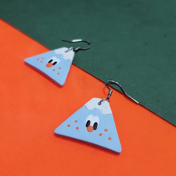 ㄎㄧㄤ系列 耳環-fujisan淺藍 軟陶耳環 雀斑 富士山(可改耳夾