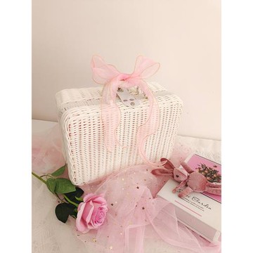 彩色復古藤編手提箱結婚伴手禮喜糖收納手提盒化妝品箱子大中小號