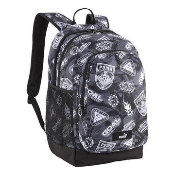 Puma 後背包 滿版印花 雙向拉鍊 黑灰【運動世界】09115017