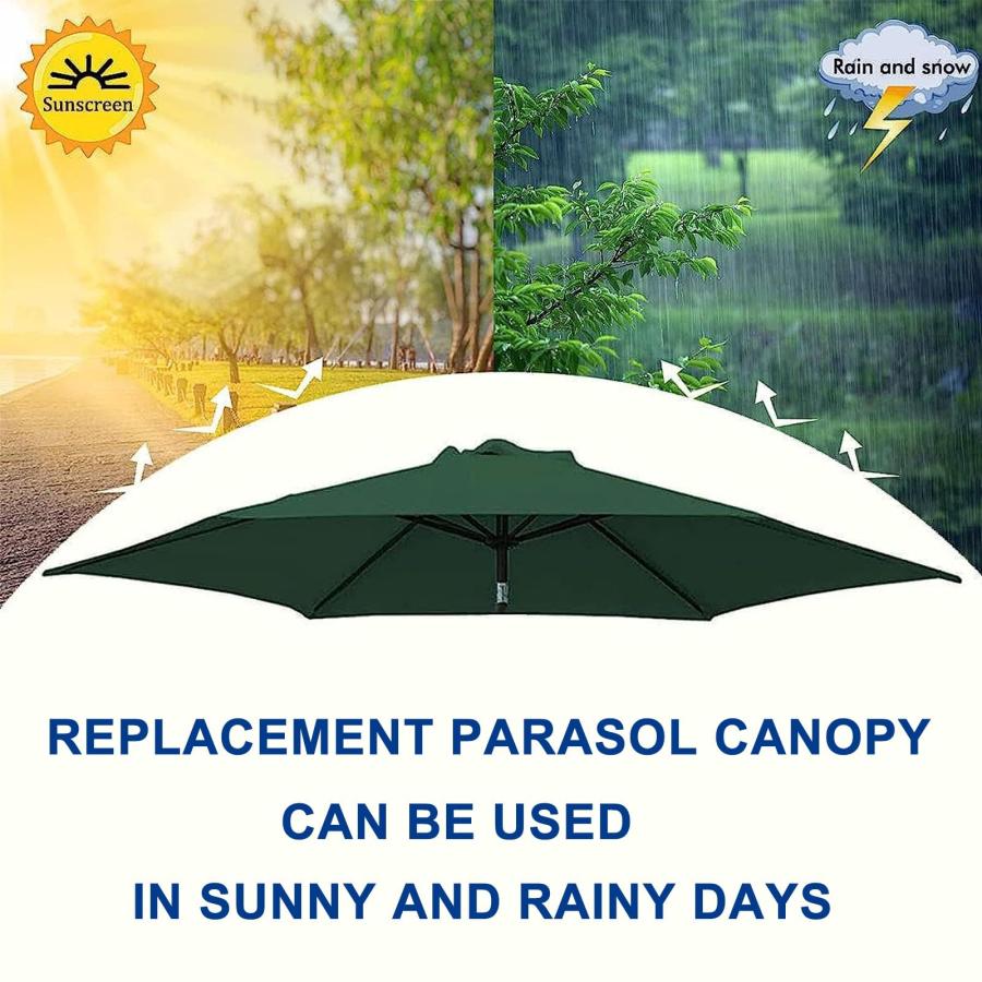 Replacement Sunshade Canvas, Patio Parasol Replacement Canopy, 2M 2.7M 3.0M Arms Arms Garden Umbrella, Patio Umbrella Replacement Cloth Waterproof