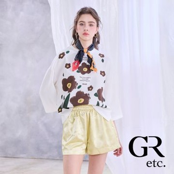 【GLORY21】網路獨賣款-etc.花朵彩繪塗鴉太空棉上衣-白