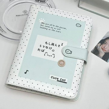 台灣出貨✨新款 ins可愛高顏值薄荷宅系小貓A5PU卡冊學生四宮格小卡收納冊相冊本