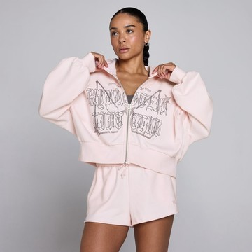 MP Women's Lift Graphic Lifestyle Zip Through Hoodie - Baby Pink - L
