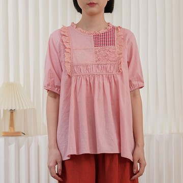 森系拼布刺綉棉麻襯衣121489C