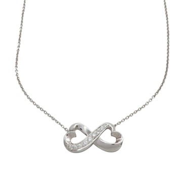 Tiffany & Co 蒂芬妮 18K白金 鑽石 Double Loving Heart 項鍊 【二手名牌BRAND OFF】