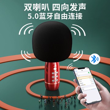 嘉華彩 小巨蛋話筒音響一體麥克風兒童家庭卡拉ok唱歌無線藍牙家用適用唱吧全民K歌神器手機電腦聲卡直播專用