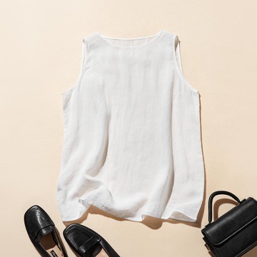 貼合基本款。100% 亞麻 坦克背心 チュニック 250702-1