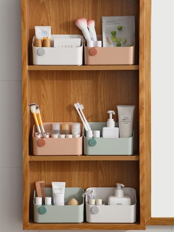 洗漱臺鏡柜化妝品收納盒梳妝臺桌面窄分格護膚品口紅浴室置物架