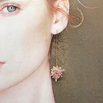 淡雅水晶925純銀耳環 施華洛水晶 粉紅色 純銀飾物 可改耳夾