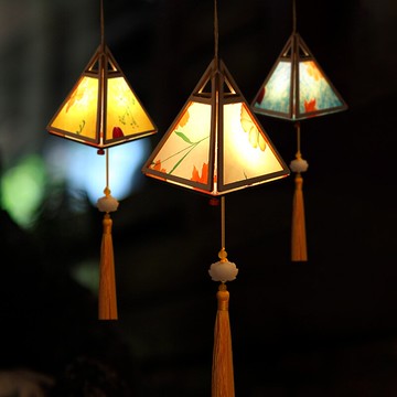 新年古風漢服diy手提燈籠掛飾幼兒園創意手工制作材料包自制花燈