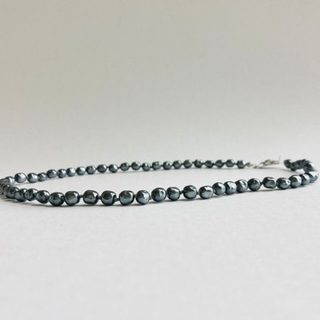 玻璃巴洛克珍珠全結珠項鍊 M / 約6mm 約45cm / 槍鐵灰 / made in japan