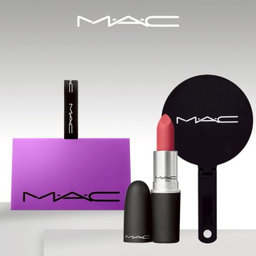 【MAC】【客製刻字】絲柔粉霧唇膏禮盒💖 享品牌手持鏡 #8色任選 熱銷霧面唇膏