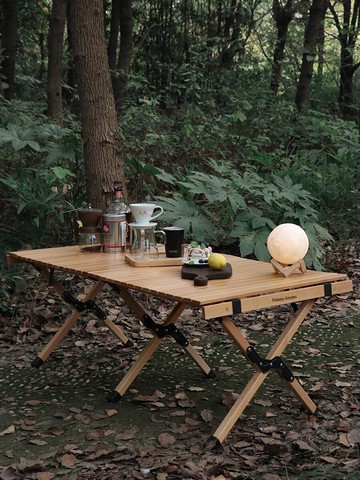 Fantasy Garden夢花園沐玥實木折疊桌戶外便攜式蛋卷桌露營野餐桌