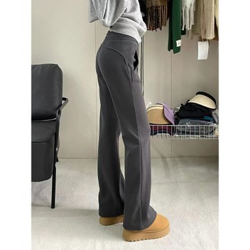 梨形身材休閑微喇褲女早秋季新款大碼胖mm運動衛褲遮胯直筒喇叭褲