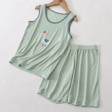 MAMDADKIDS - 涼感莫代爾無袖套裝/家居服-大鵝-綠色