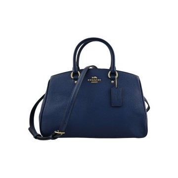 COACH Savannah carryall 深藍色荔枝紋皮革三層手提/肩斜背包(大款)