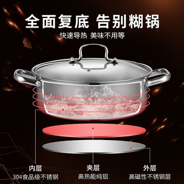 鴛鴦鍋304不銹鋼煤氣電磁爐專用加厚火鍋鍋家用清湯涮肚鍋火鍋盆