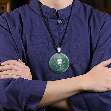 項鍊 項鍊女 觀音玉佩 翡翠觀音 玉墜 吊墜 玉石 護身符 保平安 開運項鏈 觀音吊墜 禮物 205
