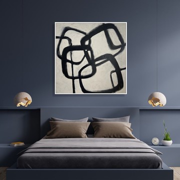 畫布上的抽象黑白繪畫，極簡主義弗朗茲·克萊恩風格藝術