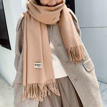 ZUCA”S - 仿羊絨長款圍巾 茶色圍巾 女生圍巾 莫蘭迪圍巾 圍脖 保暖圍巾 流蘇圍巾 日韓小清新圍巾 X-1200