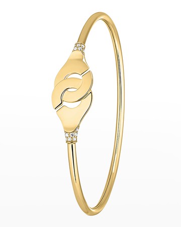 Yellow Gold Menottes R12 Flex Bracelet with Diamond Shoulders