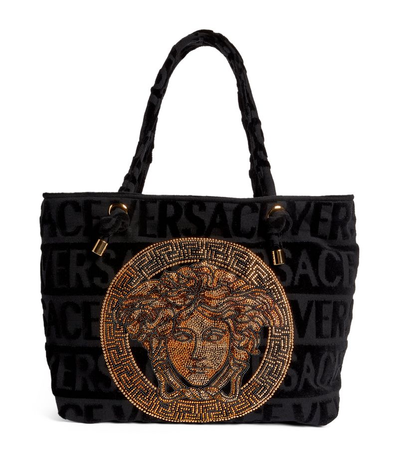 Versace Crystal-Embellished Medusa Beach Bag