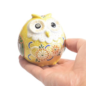 【九谷燒】手作2.5號貓頭鷹-黃盛