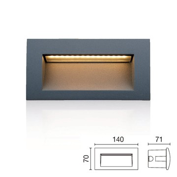 IP66 3W防眩長型階梯燈 H04-OD-4136W-BK
