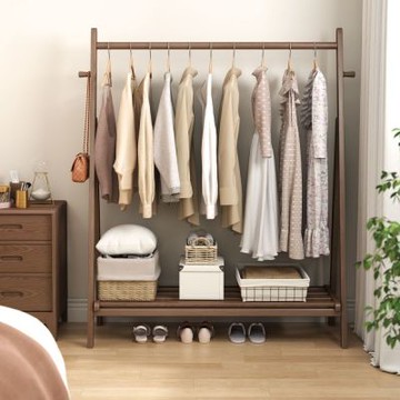 實木衣帽衣架 落地立式衣櫃 簡易立式桿晾衣架室架子100x46x155cm