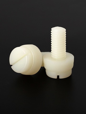 M3M4M5M6M8尼龍開槽滾花螺絲釘PA66塑料一字手擰螺絲塑膠尼龍螺栓