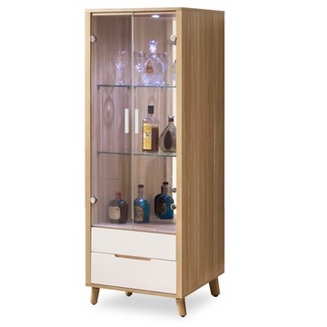 時尚屋 肯詩特烤白雙色2.1尺展示櫃  寬64x深40x高172.7cm