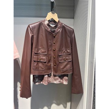 pu皮衣短款外套女25秋新咖色百搭機車拉鏈皮夾克女