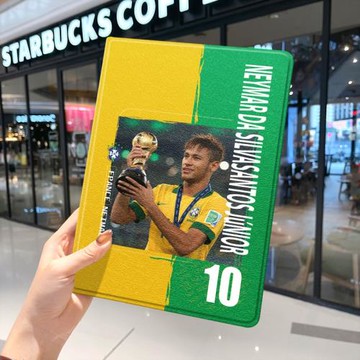 內馬爾2021款ipad9保護套pro2020蘋果mini6外套ipod迷你4殼air5適用2平板3帶筆槽十第10代三折2020巴西隊2019