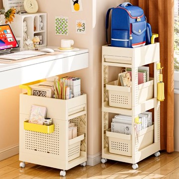 移動書包置物架學生小推車桌旁書本文具收納神器桌邊落地多層書架