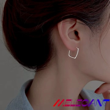 M.e.【24H出貨】簡約方形幾何耳釘女韓版時尚個性S925銀針設計感耳環嘻哈耳飾 耳圈 圈圈耳環