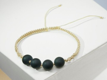 Edith & Jaz • 手織系列 - 磨砂黑瑪瑙編織手環