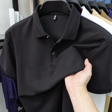 ✨台灣新品🎈夏季保羅衕款純色100新款珠地棉POLO中青年百搭寬鬆男士翻領短袖