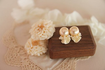 耳環 飾品 花耳環 花辦耳環 珍珠耳環 乾花耳環 少女風 日系作品