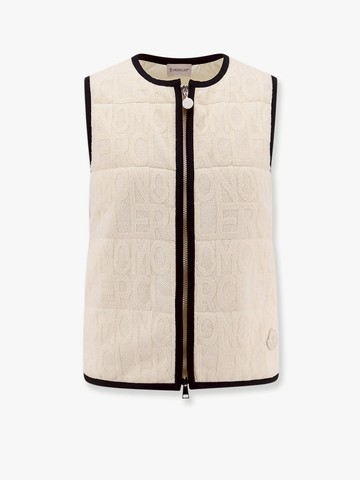 Padded cotton blend vest with all-over logo - MONCLER - gender_Woman