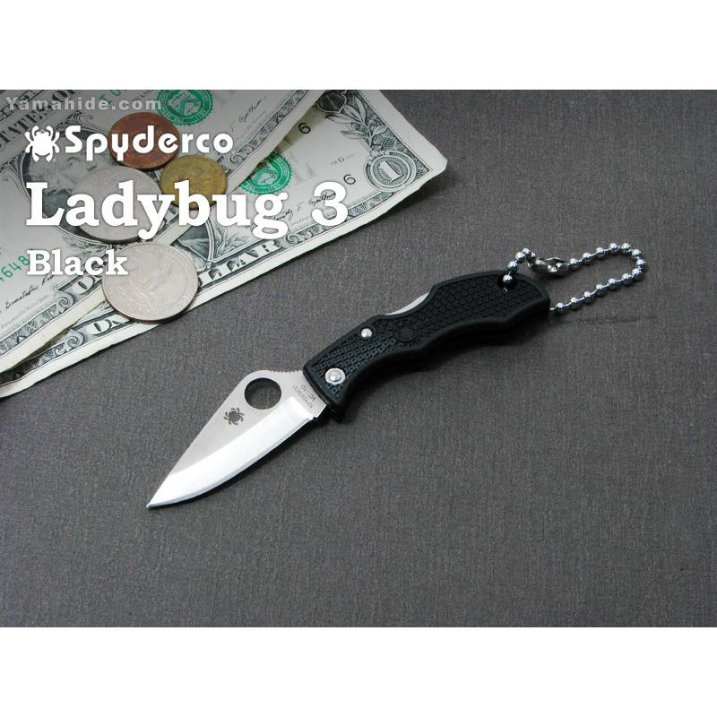 スパイダルコ LBKP3 レディバグ3 直刃 ブラック 折り畳みナイフ Spyderco Ladybug Black