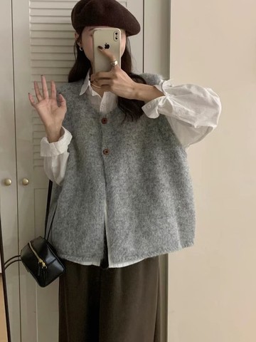 【百搭系列】慵柔雙扣針織寬鬆背心