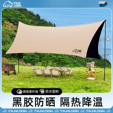 探露黑膠天幕帳篷戶外露營裝備全套野營野餐防曬八角蝶形遮陽棚