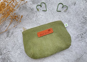 【純手作】小帆零錢包 錢包 收納包 秋香綠 水洗帆布