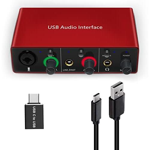 Audio Interface Audio Interface for PC USB Interface mixer recorder with 48V Phantom Power 24 Bit Support Table Mac OS PC Audio Eq