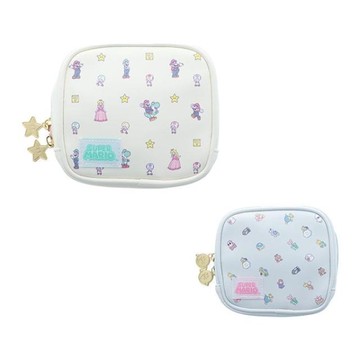 小禮堂 Super Mario 超級瑪利歐 方形化妝包  (馬卡龍色)