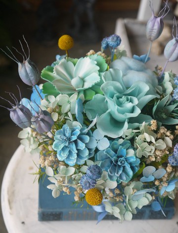 沁涼微風II.涼風藍色系.生日彌月乾燥花好禮首選.